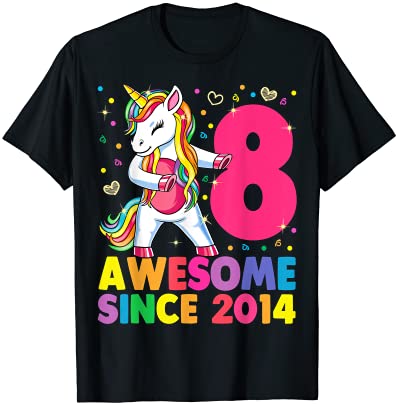 8 years old unicorn flossing 8th birthday girl unicorn party t shirt men