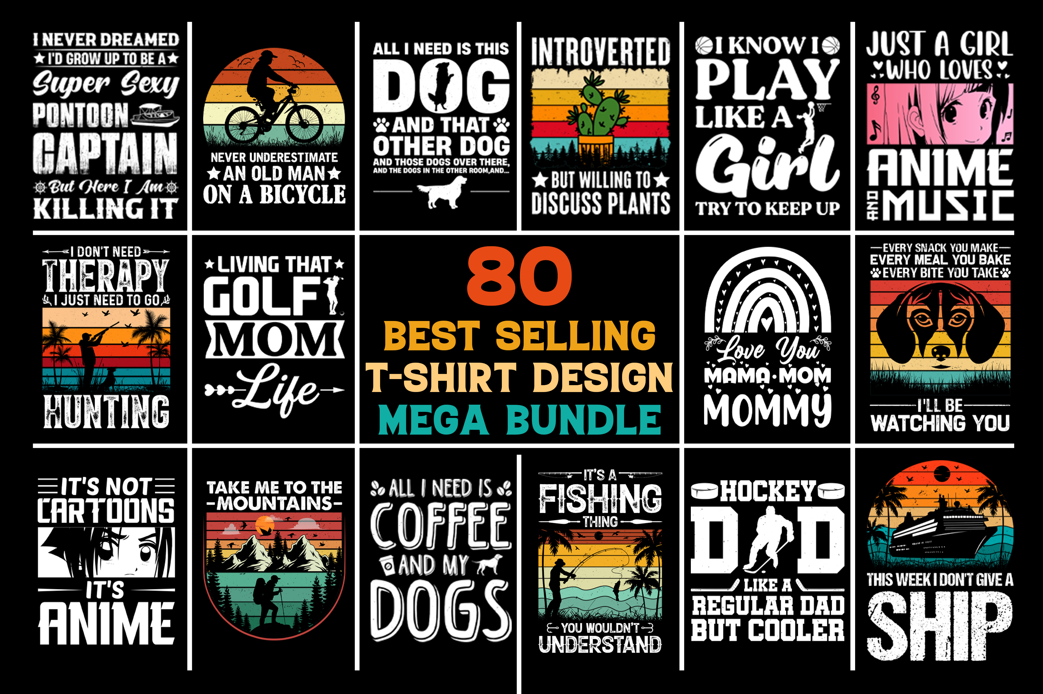 80 Dog T-Shirt Design Bundle