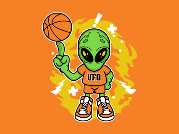 Alien basketball player t shirt vector