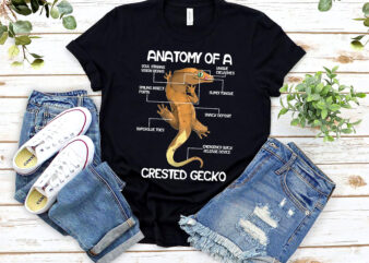 Anatomy Of A Crested Gecko Eyelash Lizard Herpetologist NL t shirt vector