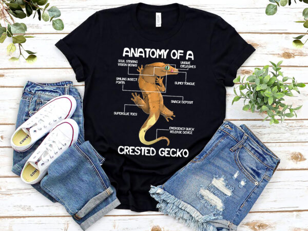 Anatomy of a crested gecko eyelash lizard herpetologist nl t shirt vector