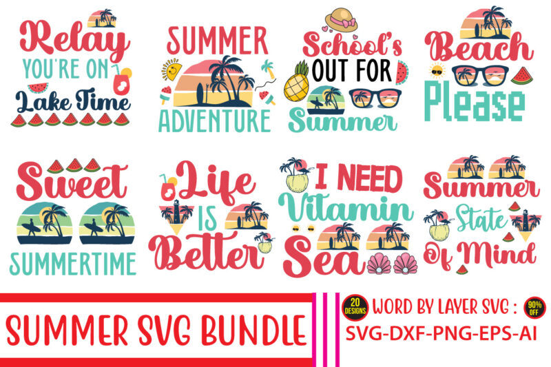 Summer Mega Bundle 160 T-shirt Design, Designs bundle, summer designs for dark material, summer, tropic, funny summer design svg eps, png files for cutting machines and print t shirt designs