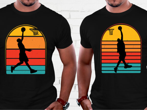 Basketball retro vintage sunset t-shirt graphic