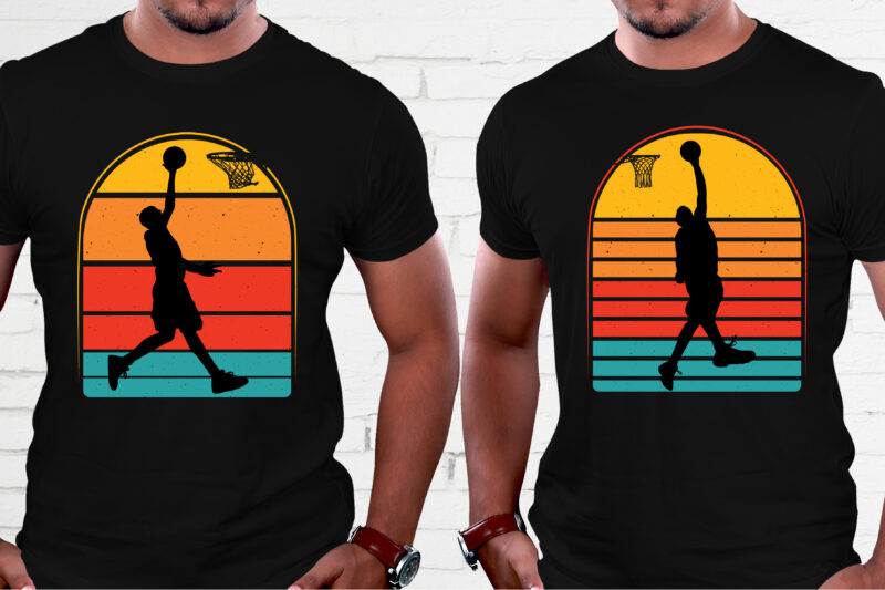 Basketball Retro Vintage Sunset T-Shirt Graphic