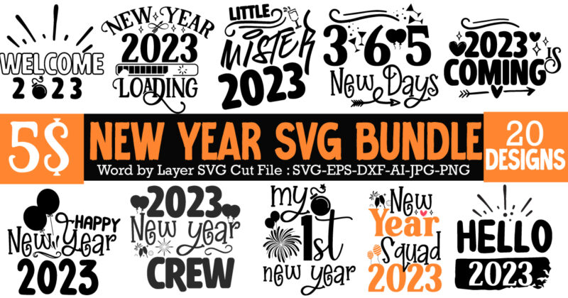 happy new year t-shirt design bundle , happy new year svg bundlehappy new year 2023 t-shirt design,happy new year shirt ,new years shirt, funny new year tee, happy new year