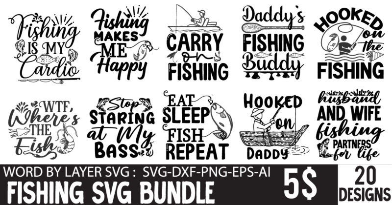 Boating Fishing Directional Sign Bundle - SVG - So Fontsy