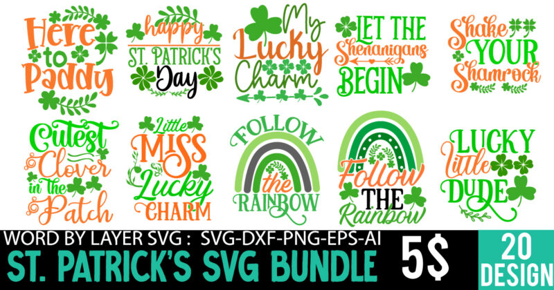 St. Patrick's SVG Bundle ,St Patrick's Day SVG Bundle, Lucky svg, St Patricks Day SVG Bundle, Svg Cut Files, Svg For Cricut, St Patrick's Day Quotes, Clover svg, svg St.