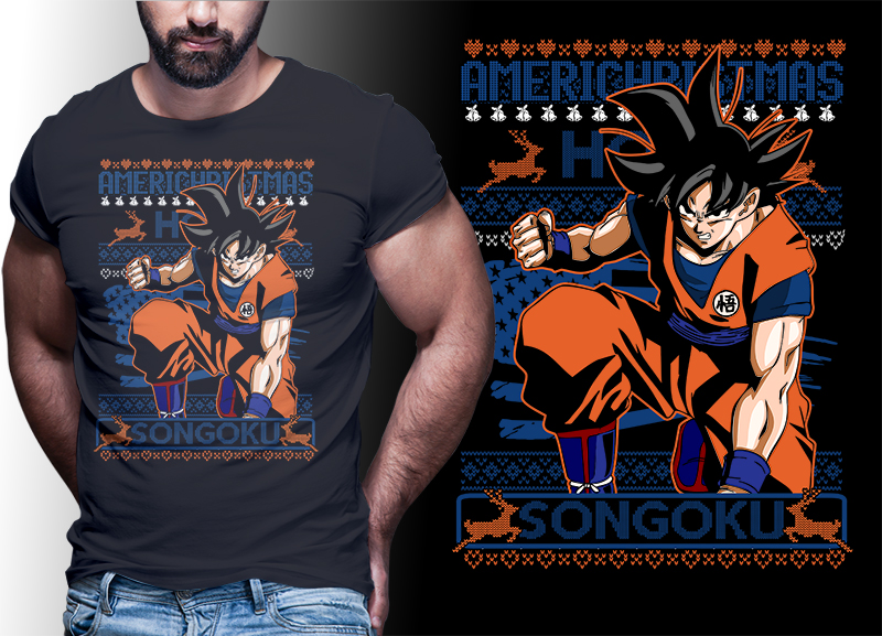 CHRISTMAS ANIME DRAGONBALL Z GT SUPER TSHIRT DESIGNS BUNDLE