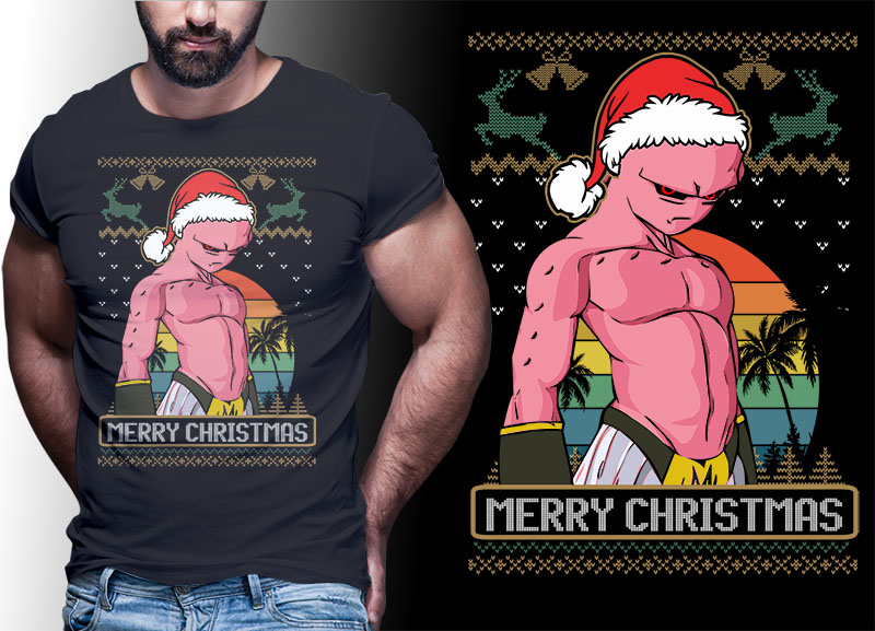 CHRISTMAS ANIME DRAGONBALL Z GT SUPER TSHIRT DESIGNS BUNDLE