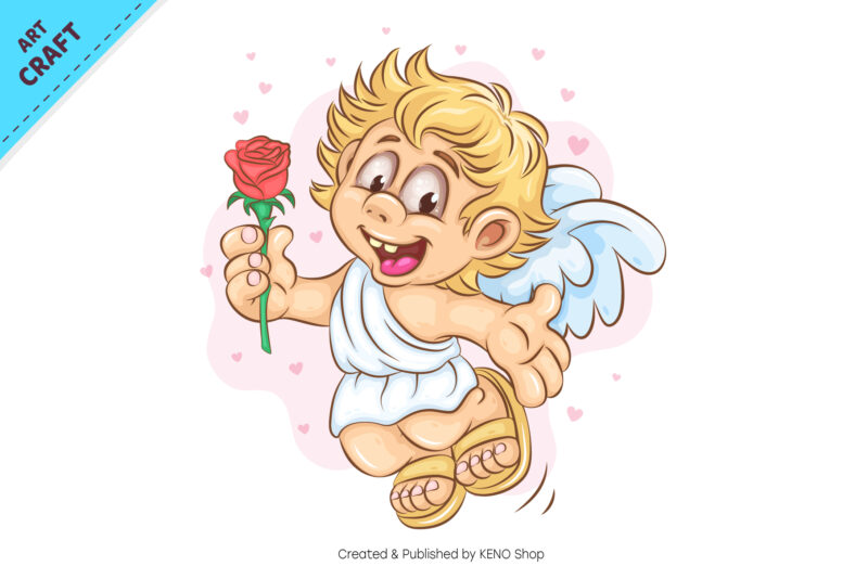 Set of Cartoon Cupid 02. Clipart.