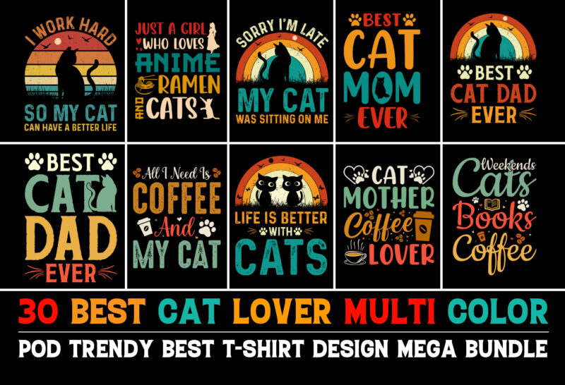 Cat Lover T-Shirt Design Bundle