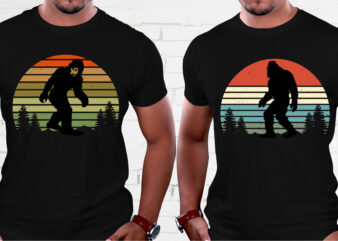 Chimpanzee Retro Vintage Sunset T-Shirt Graphic