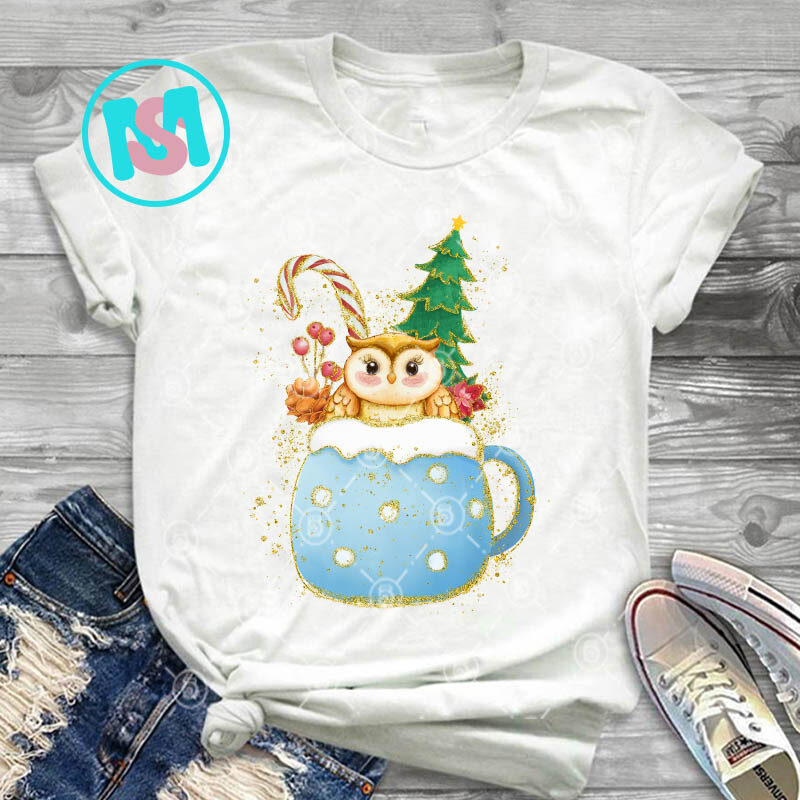 Merry Christmas Animals Coffee Cup PNG, Xmas PNG, Animals PNG