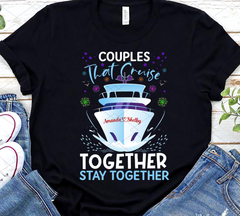 Cool Cruise Couple Art Men Women Cruise Ship Boat Vacation T-Shirt Design, Cruise Couple Vacation PNG File PC