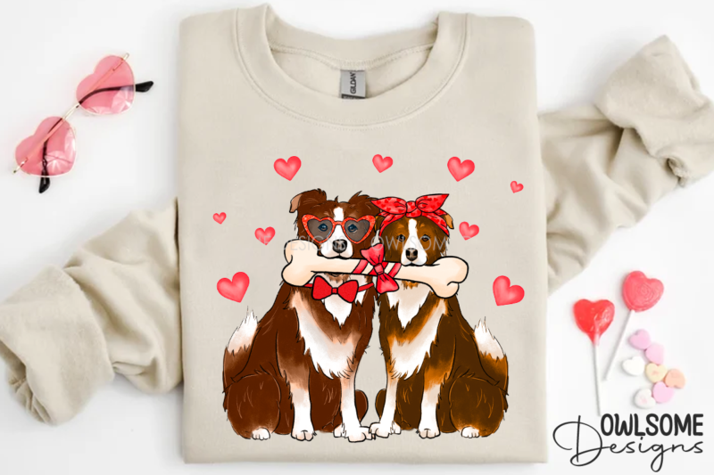 Couple Of Dogs In Love Valentine Day PNG Design