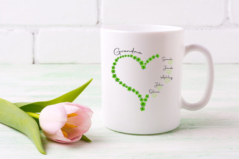 Custom Grandma Patrick_s day, Grandma Heart, Grandkids Name, Gift For Grandma, Nana Gift, Holiday Gift, Birthday Gift PNG File TL