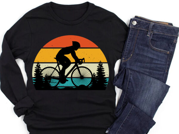 Cycling retro vintage sunset t-shirt design