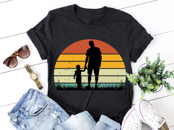 Dad son retro vintage sunset graphic