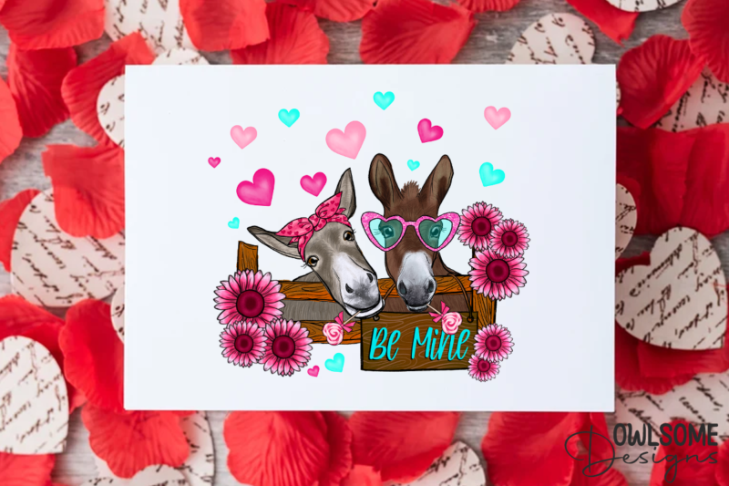 Donkey Valentine PNG Sublimation