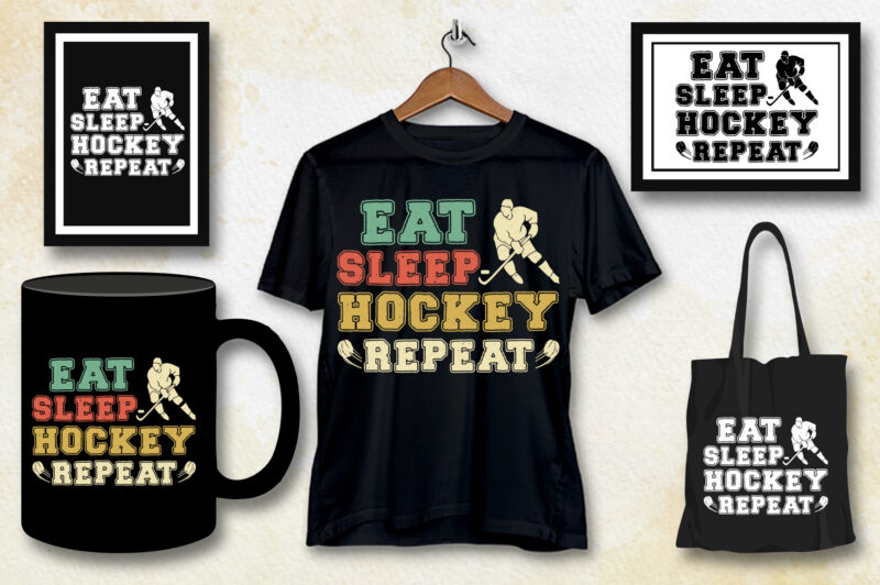 Eat Sleep Hockey Repeat T-Shirt Design