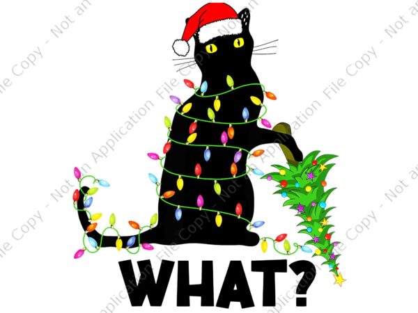 Black cat pushing christmas tree over cat christmas png, black cat christmas lights png, black cat christmas png t shirt template