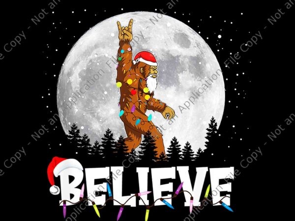 Santa bigfoot christmas light funny sasquatch believe xmas png, believe bigfoot christmas png, santa cxmas png, bigfoot christmas png t shirt template vector