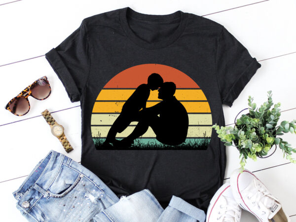 Father son sunset colorful t-shirt graphic