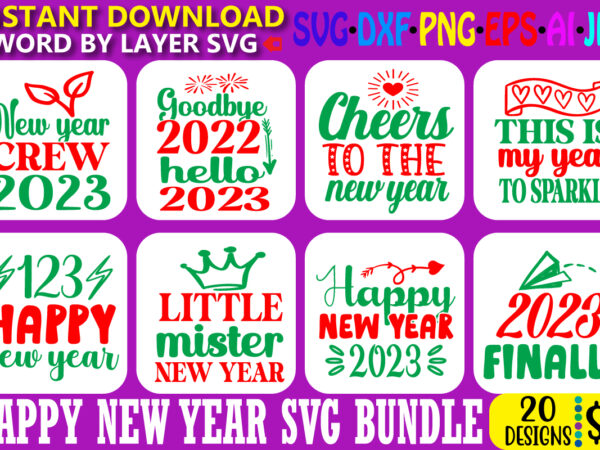 Happy new year design bundle, happy new year design, cut file, sublimation, printable svg png jpg, happy new year svg, new year’s svg, christmas svg, digital download, cut file, sublimation,