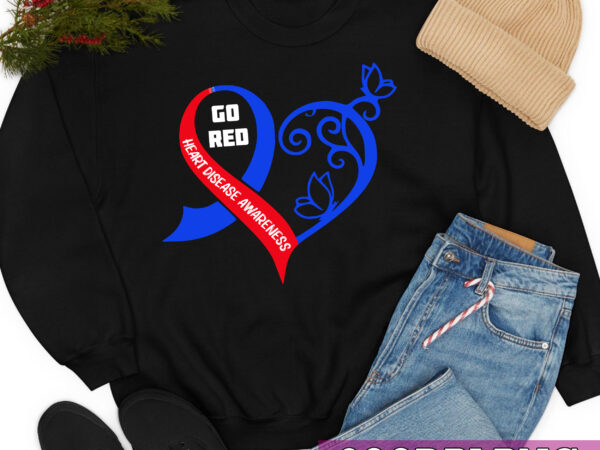 Heart disease awareness we wear red in february go red heart nc graphic t shirt