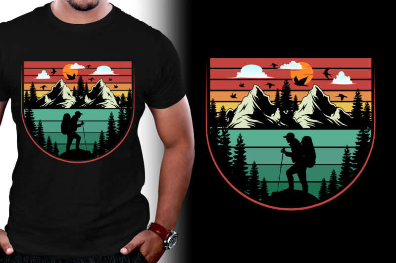 Sunset Retro Vintage T-Shirt Design Graphic Bundle