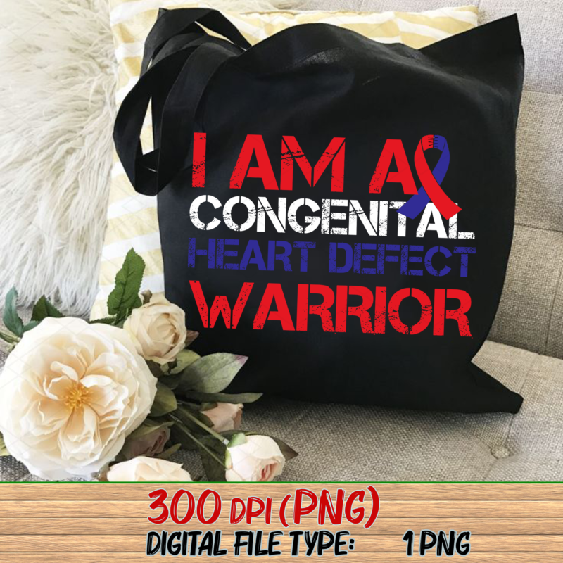 I Am A Congenital Heart Defect Warrior Blue And Red Ribbon NL