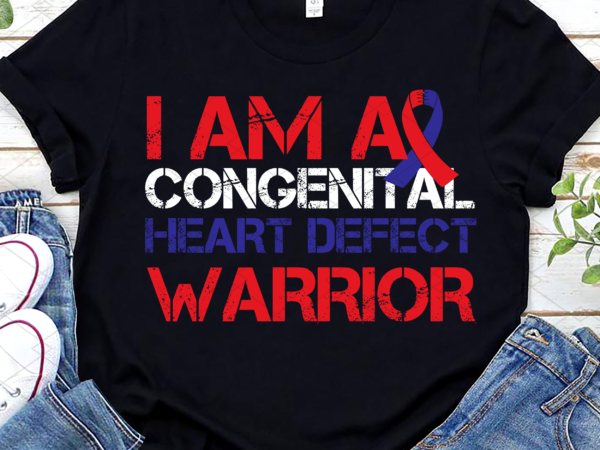 I am a congenital heart defect warrior blue and red ribbon nl t shirt design for sale