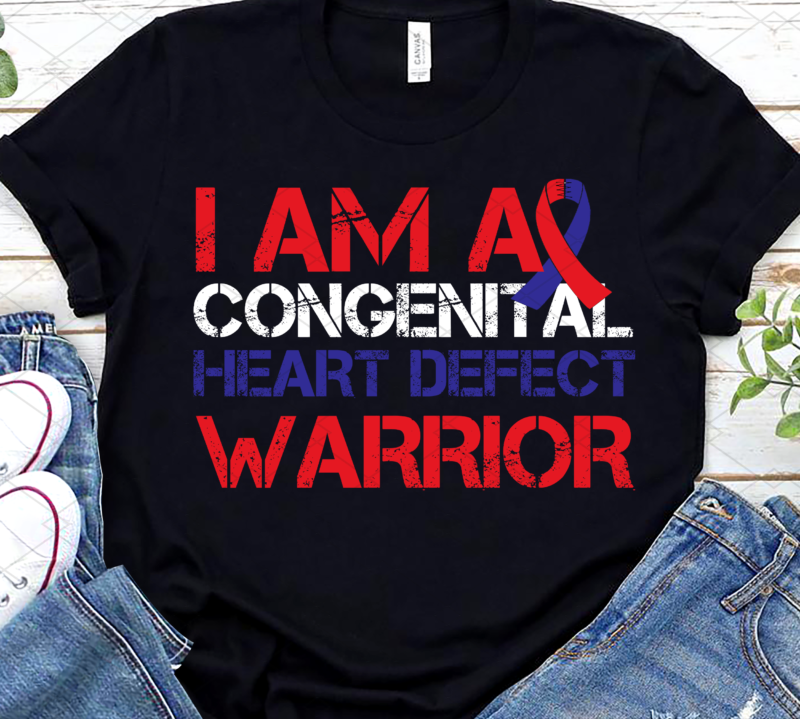 I Am A Congenital Heart Defect Warrior Blue And Red Ribbon NL