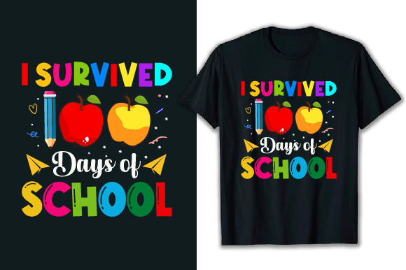 100 Days of School T-Shirt Design, Best 100 Days of School T-shirt, 100 Days of School T-Shirt Bundle