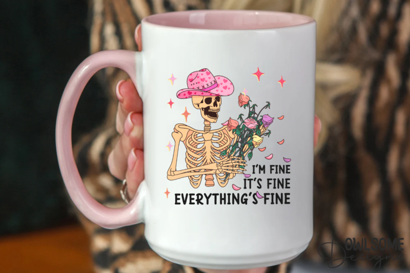 I’m Fine Funny Skeleton Valentine PNG