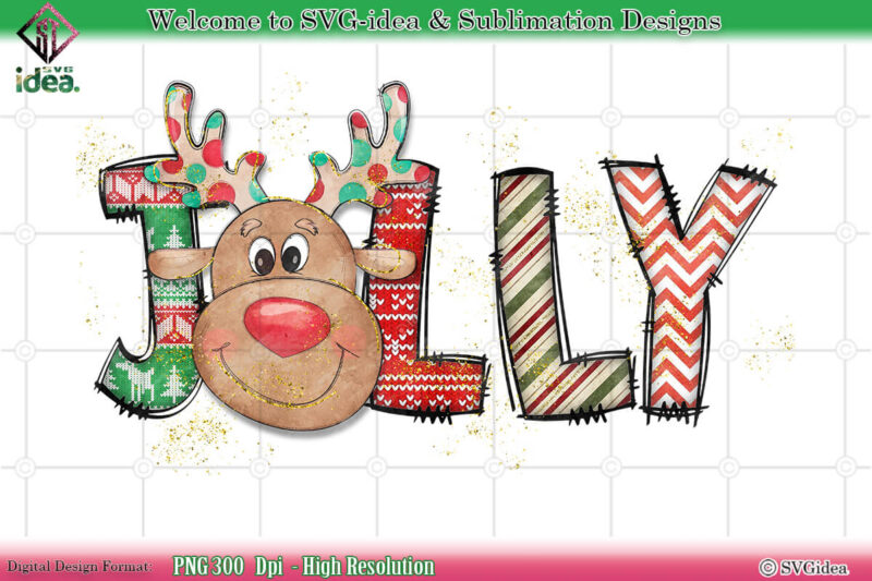 Christmas Jolly Reindeer PNG Sublimation Design