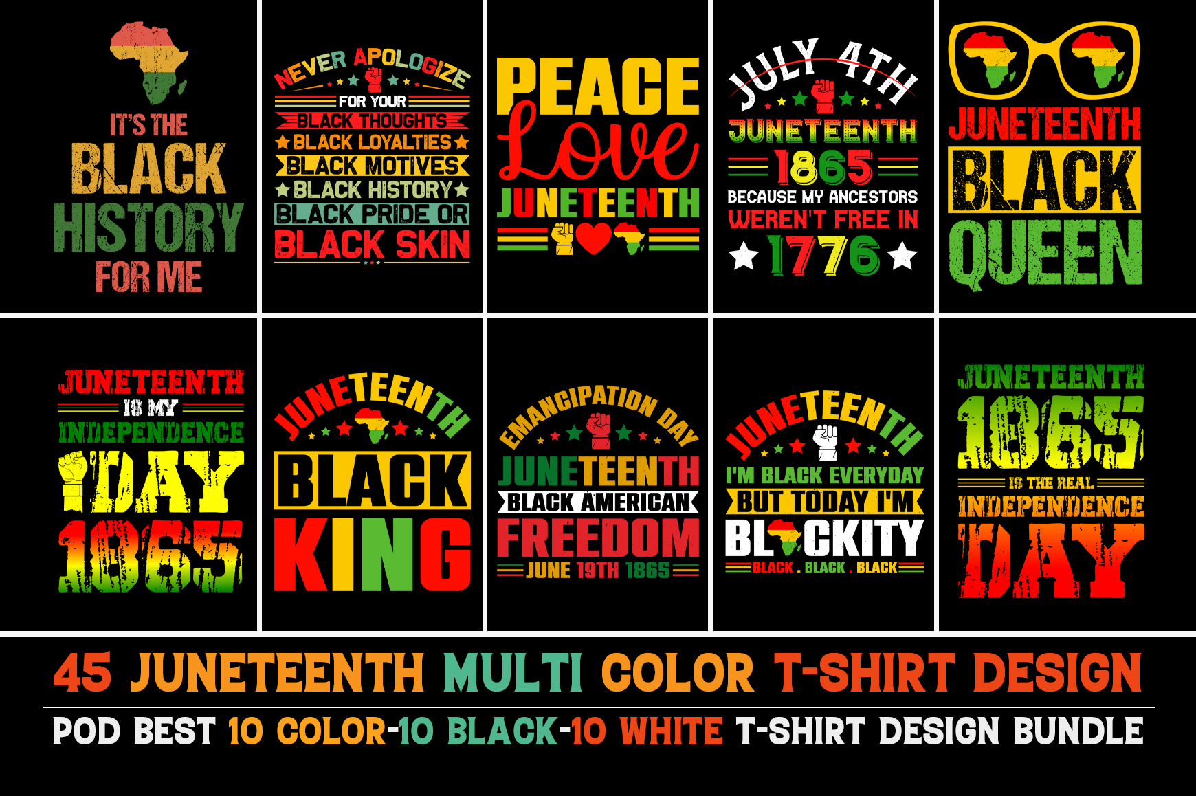 Juneteenth T-Shirt Design Bundle - Buy t-shirt designs