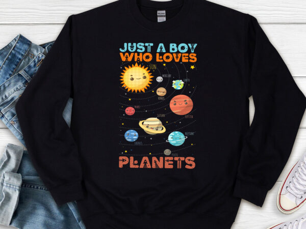 Just a boy who loves planets solar space funny science geek nl vector clipart