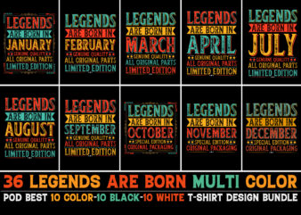 Legends Are Born T-Shirt Design Bundle