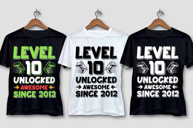 Level Up T-Shirt Design Bundle