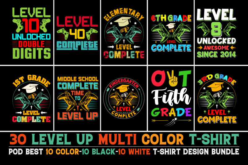 Level Up T-Shirt Design Bundle