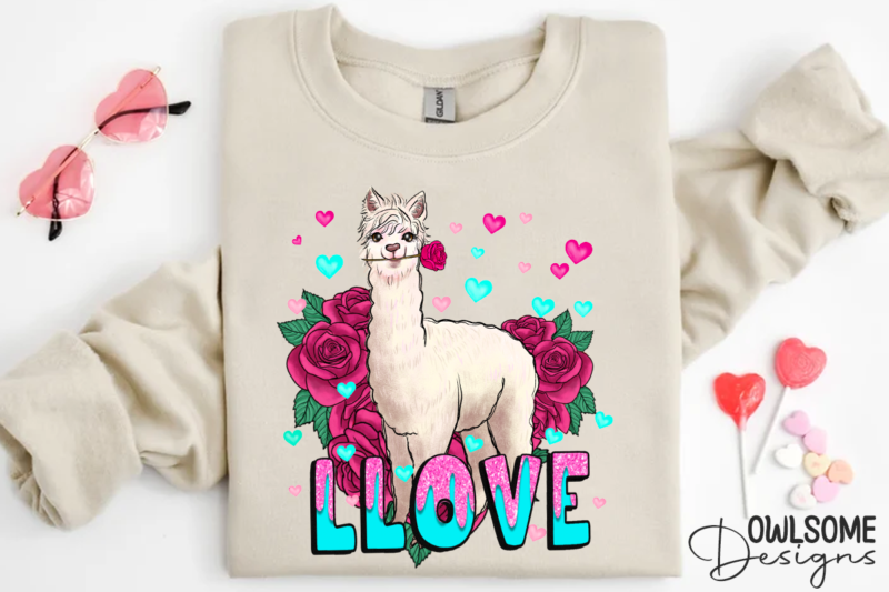 Llama Love Valentine PNG Sublimation