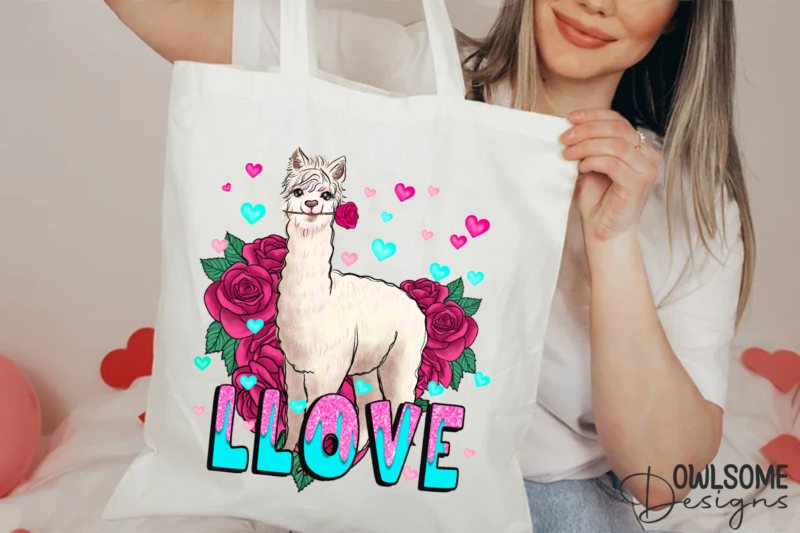 Llama Love Valentine PNG Sublimation