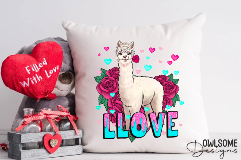 Llama Love Valentine PNG Sublimation