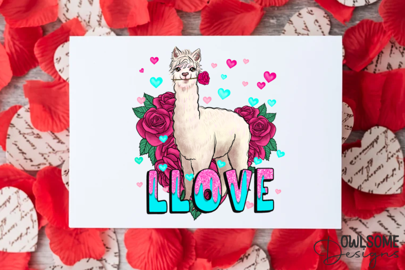 Llama Love Valentine PNG Sublimation