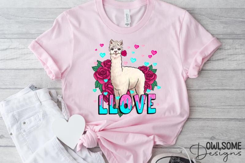 Llama Love Valentine PNG Sublimation