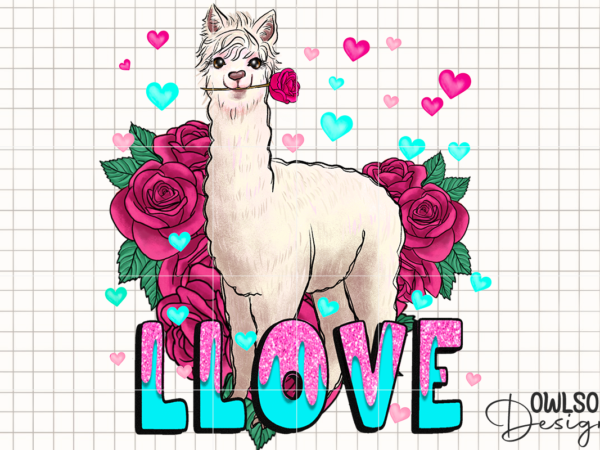 Llama love valentine png sublimation t shirt vector graphic