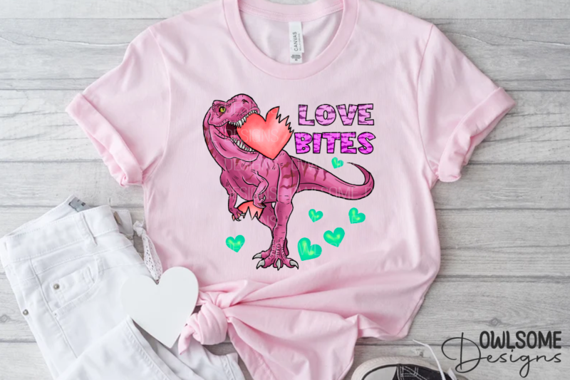 Love Bites T-Rex Valentine PNG