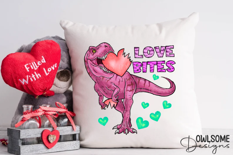 Love Bites T-Rex Valentine PNG