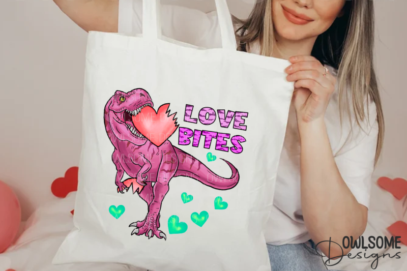 Love Bites T-Rex Valentine PNG